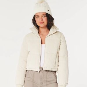 Hollister - Cream Corduroy Mini Puffer Jacket SIZE S (New)